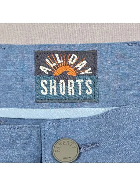 Faherty All Day Shorts Mens 35 Blue 9" - Picture 3 of 5